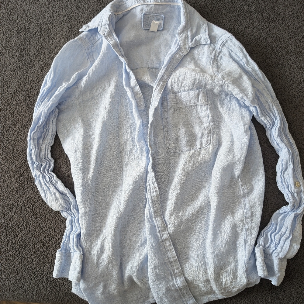 Sigrid Olsen Sky Blue Linen Shirt